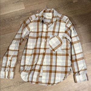 Abercrombie & Fitch Women’s Soft AF Brown Blue and Ivory Flannel Plaid Shirt